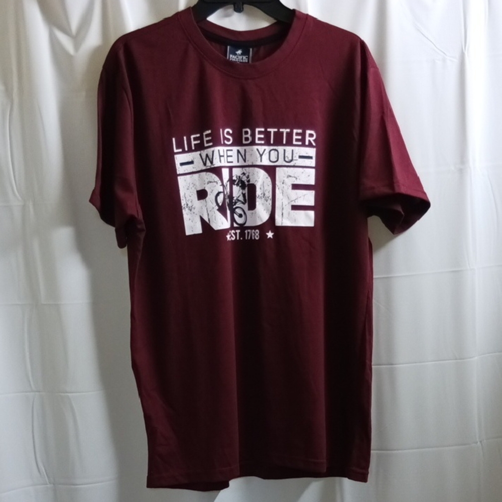 Red Short Sleeve Tee with Graphic Design